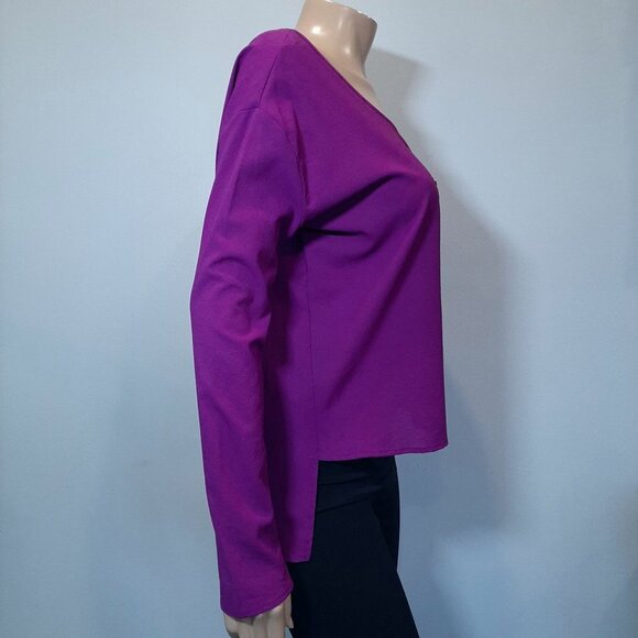 Vintage Havana High Low Sequin Top Long Sleeve Purple Metallic Blouse - Picture 5 of 11